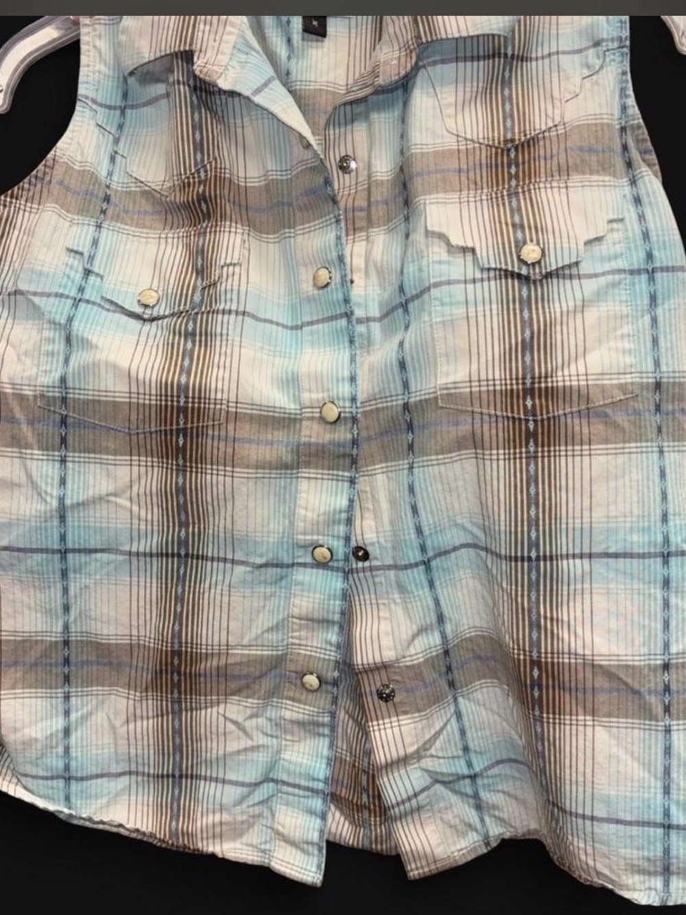 Panhandle Slim Blue and Brown Plaid Button-Down Shirt